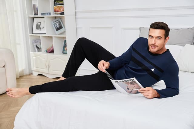 Thumbnail 6 de Ensemble pyjama homme d’hiver Marvmys en coton – col rond, manches longues, deux pièces S à 3XL