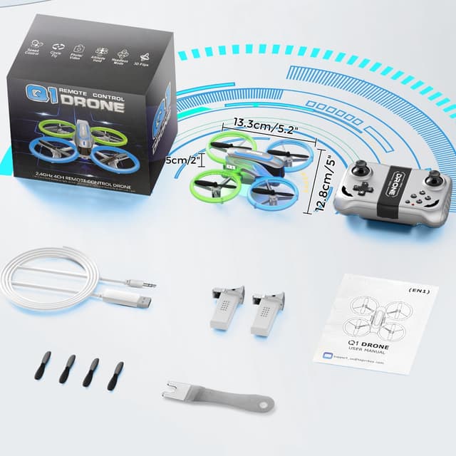 Thumbnail 6 de Q1 Mini Drone with Camera 4K (for Kids 8–12) – RC Quadcopter with LEDs, Headless Mode & 3D Flips, Grey