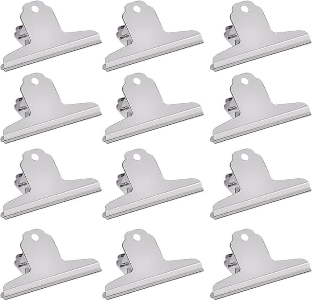 Detalle de GUOKOFF 12 Pack Large Bulldog Clips (120mm) – metal hinge paper file clamps with hanging hole