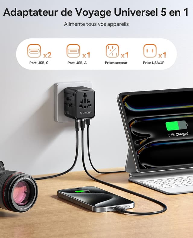 Thumbnail 1 de ORICO Adaptateur voyage 5 en 1 USB PD 20W