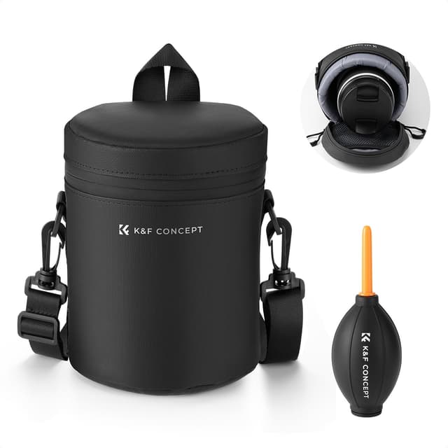 Detalle de K&F CONCEPT Objektivtasche wasserdicht mit gepolstertem Futter und Riemen – passend für Objektive bis 8×14 cm (M)