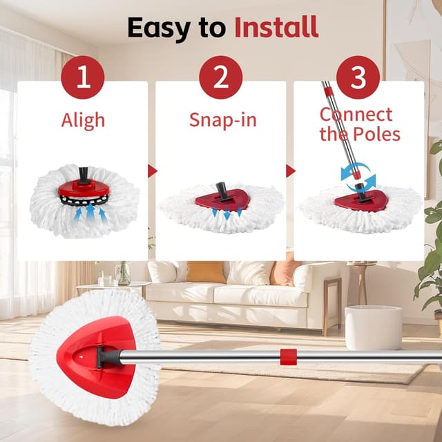Thumbnail 5 de ANREKEYH Spin Mop Head, 2 Refills ⚙