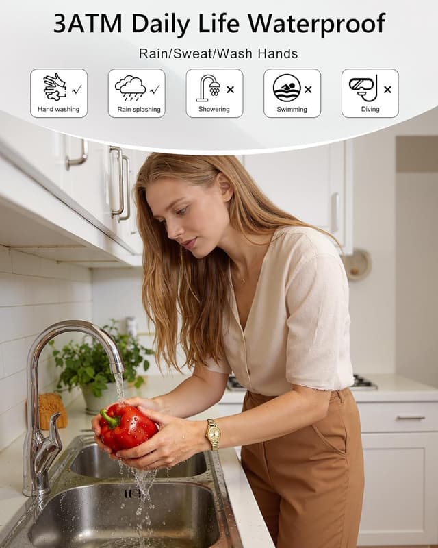 Detalle de CIVO Gold Damenuhr mit 3 ATM Wasserschutz