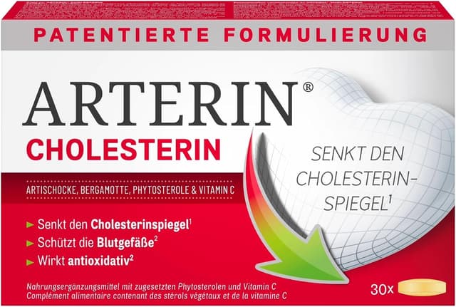 Detalle de ARTE RIN Cholesterin (30 Tabletten) mit Phytosterolen und Vitamin C – Nahrungsergänzung für das Cholesterinmanagement