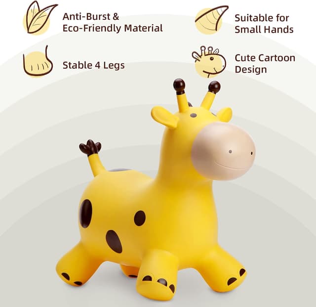 Detalle de EVERICH TOY Giraffe Bouncy Horse Hopper for Toddlers (Inflatable Ride-On Jumping Toy)