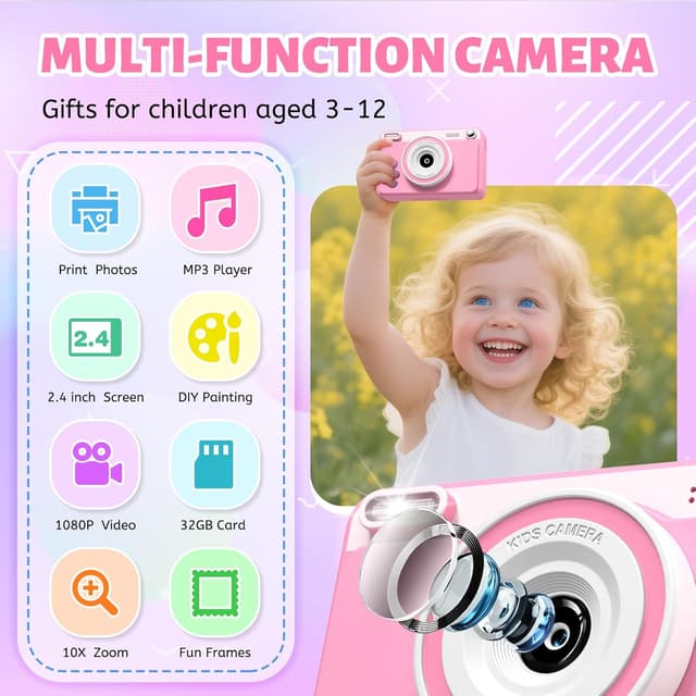 Detalle 2 de GREENKINDER Kids Camera 1080P with 32GB card