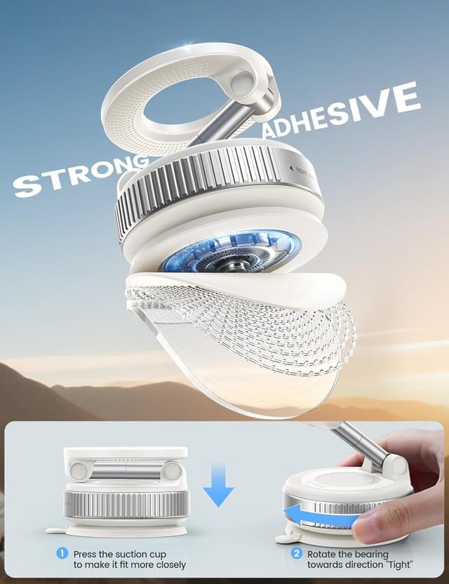 Detalle de Lamicall Vacuum Magnetic Car Phone Holder (2025) with MagSafe-style support and 360° rotation – White