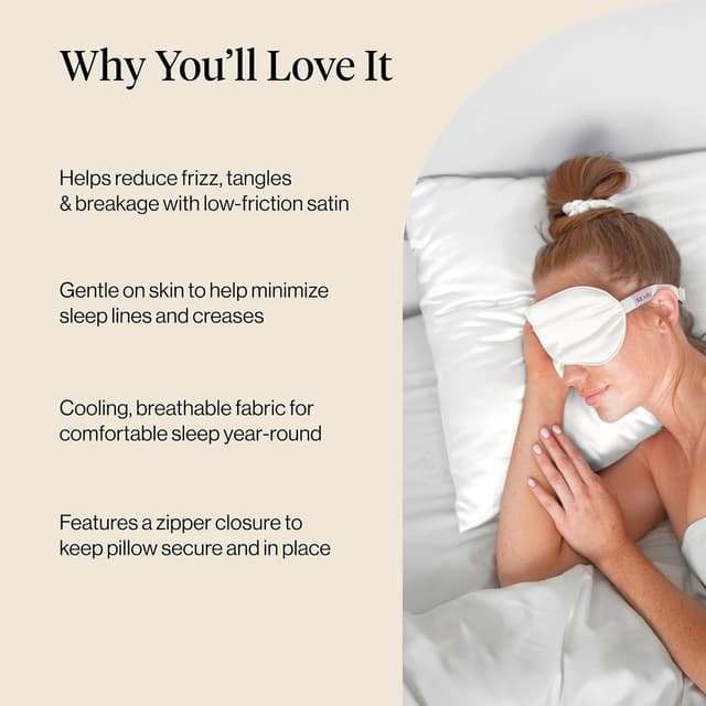 Thumbnail 3 de Kitsch Satin Pillowcase 19x26 Ivory with Zipper