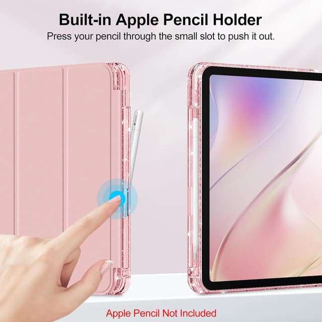 Detalle de Fintie Glitzer-Hülle für iPad 11./10. Generation (A16 Chip, 2025/2022) mit Stifthalter – transparent, dünn & stoßfest