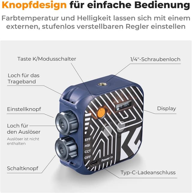 Detalle de K&F CONCEPT 60 LED RGB Videolicht für 360°