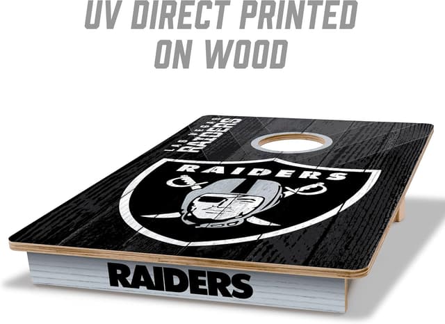 Detalle de YouTheFan NFL 2' x 3' Wood Cornhole Game with Logo Bags