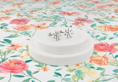 Detalle de Sofia Milani E0053: pendientes de botón de flor en plata de ley 925