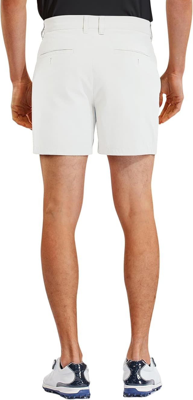 Detalle de PULI Golf Shorts for Men (Relaxed Fit) — Stretch, Quick-Dry, Lightweight Waterproof 5-Inch Inseam
