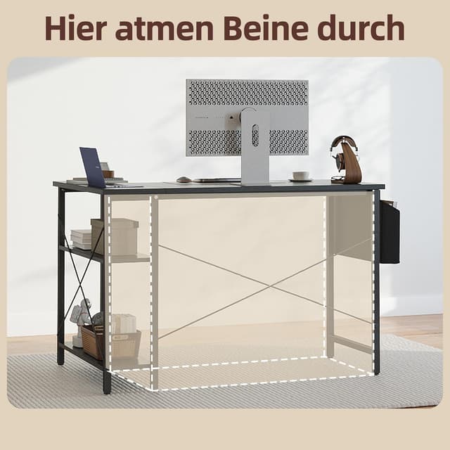 Detalle 2 de BEXEVUE Scrivania ad angolo a L reversibile 100x70 cm con ripiani portaoggetti