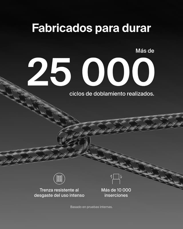 Detalle 2 de Belkin Pack de 2 Cables Trenzados USB-C a USB-C 1.5m ⚡