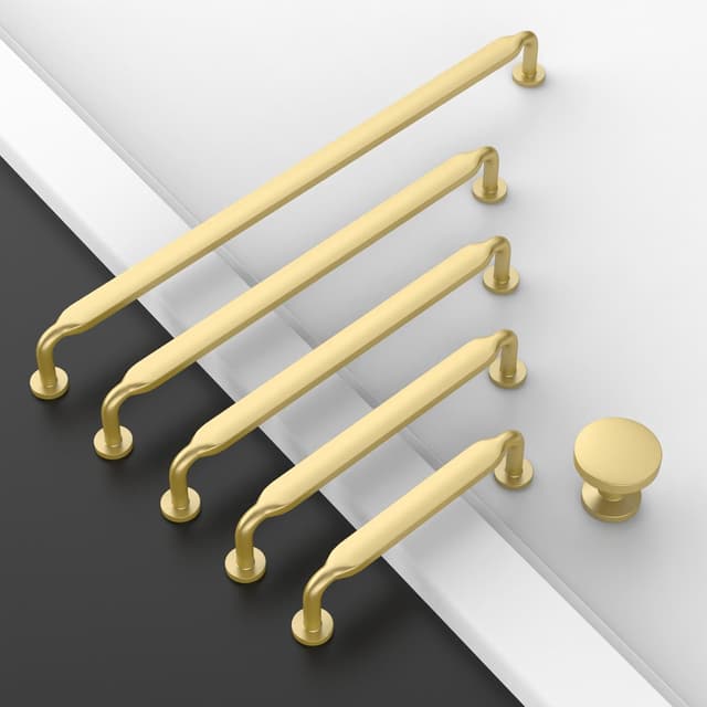 Detalle de Set Amerdeco da 10 pomelli oro opaco per mobili da cucina UK0071