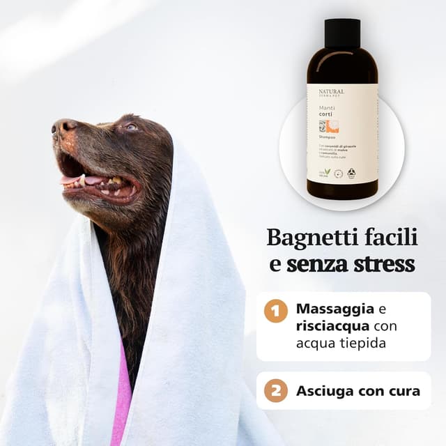 Detalle de Natural Derma Pet Shampoo per Cani Pelo Corto 200 ml: delicato sulla cute, 100% vegan