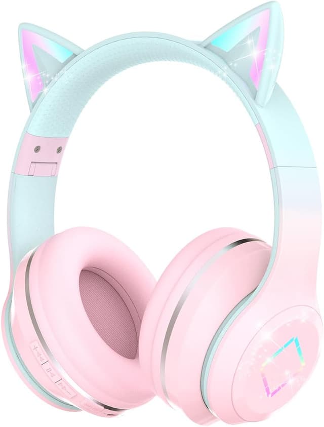 Detalle de Cat Ear LED Kids Wireless Headphones 5.1