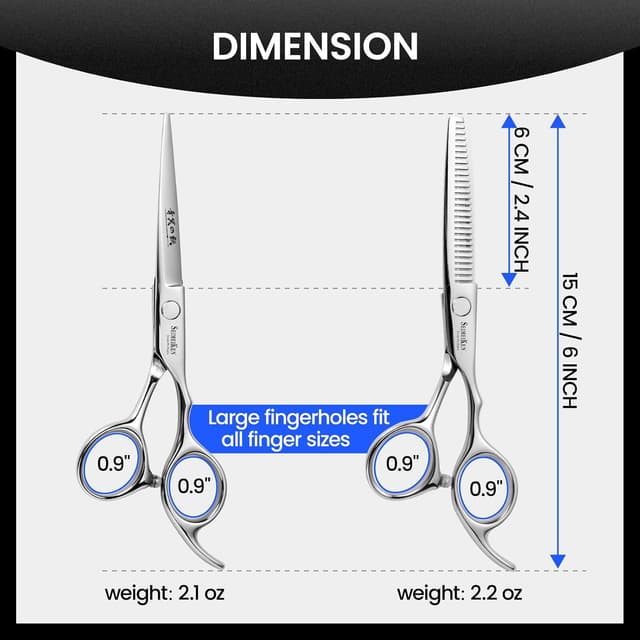 Detalle 2 de SEIMEIKEN Hair Cutting Scissors Kit (10PCS) – 6.0 Inch Hair Shears Set for Salon & Home Use