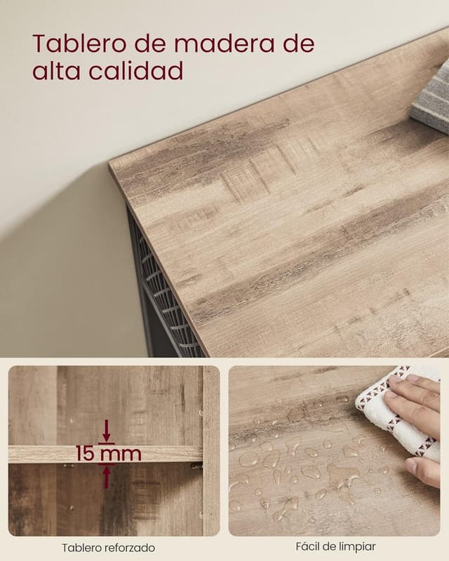 Thumbnail 7 de VASAGLE Aparador Estilo Casa de Campo 🏡, 3 Puertas, Multifuncional