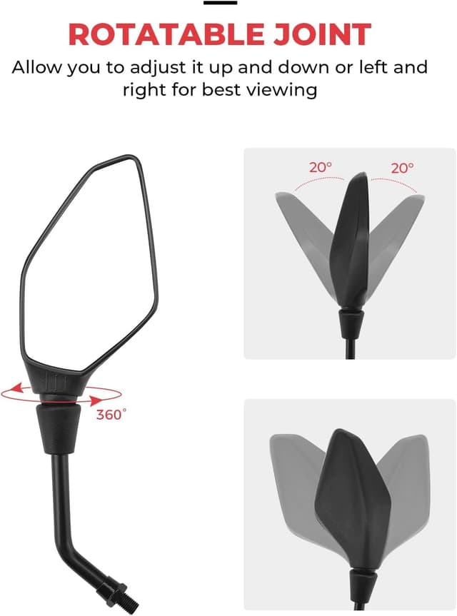 Detalle 2 de KEMIMOTO motorbike mirror set with E mark, universal 7/8 inch fit (2 pack)