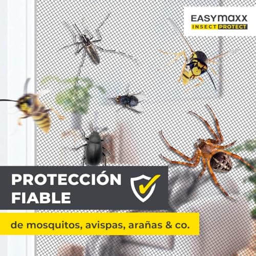 Detalle de EASYmaxx mosquitera para ventanas con Magic Click (negro) a medida, con 12 imanes