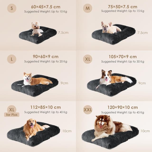 Detalle de EHEYCIGA Fluffy Extra Large Dog Crate Bed XL (105x70x9cm) in Dark Grey