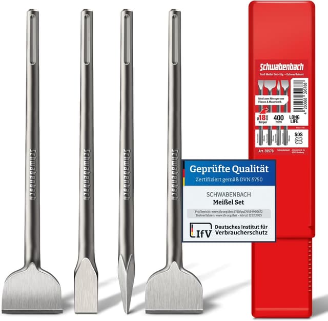Imagen de SCHWABENBACH Set Scalpelli SDS Max 400 mm 4 pezzi en OfertitasTOP