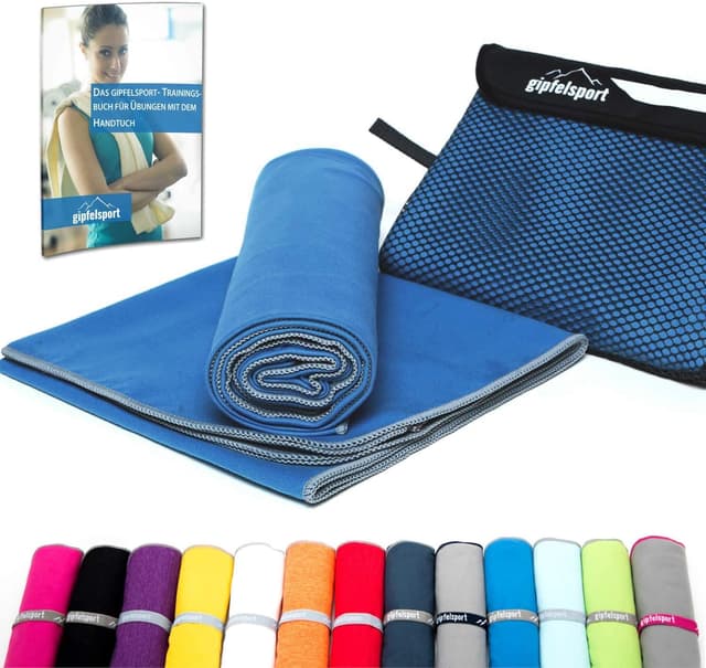 Detalle de gipfelsport Mikrofaser Handtuch Set für Sauna, Fitness & Sport (Blau) – S 80x40