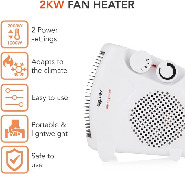 Thumbnail 1 de Warmlite WL44001 2000W fan heater with thermostat