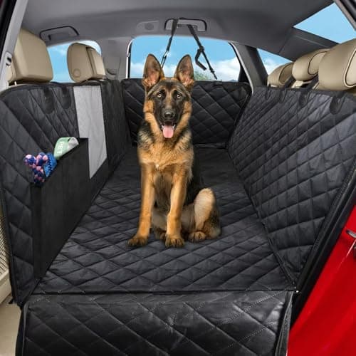 Detalle de Sosayet funda coche 4 en 1 para perros (asiento trasero) 137 x 147 cm, impermeable antideslizante con ventana lateral