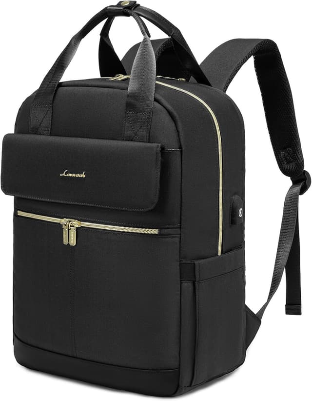 Detalle de LOVEVOOK Women’s Laptop Backpack (17.3 inch) with USB Port, Lightweight Travel Rucksack – Black