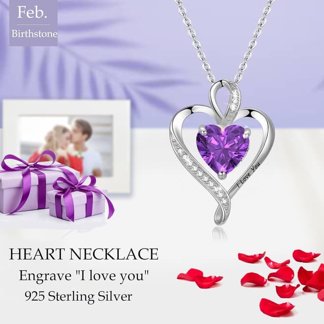 Detalle 2 de LAVUMO Herz Kette für Damen aus 925 Sterlingsilber mit „I love you“-Gravur (Silber/Messing)