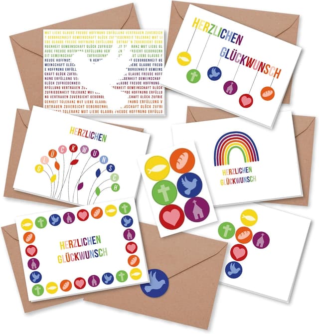 Detalle de Papierdrachen Glückwunschkarten Set 2 DIN A6 Regenbogen