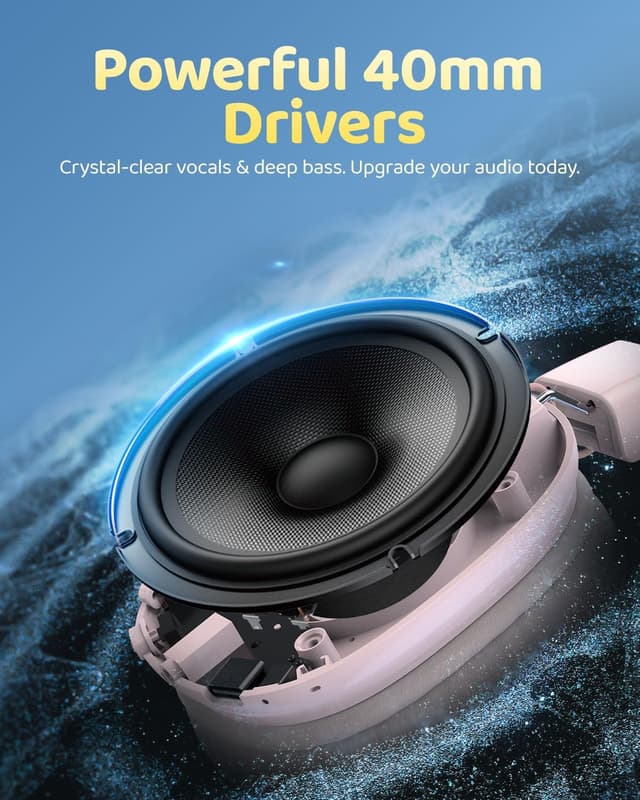 Detalle de awatrue Kids Wireless Headphones with Mic (Bluetooth 5.4) – Over-Ear with Safe Volume Limit