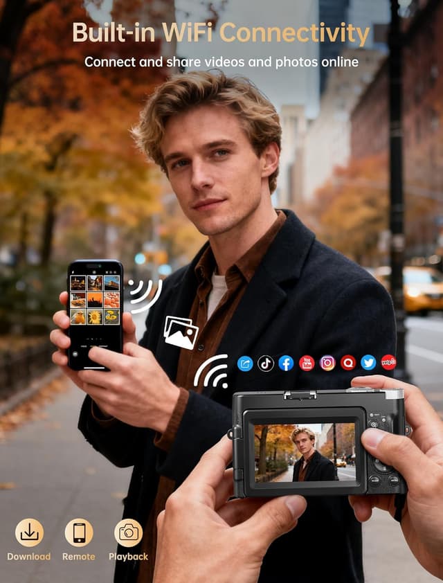 Detalle 2 de XNSIAKXA 4K 64MP WiFi Vlogging Camera