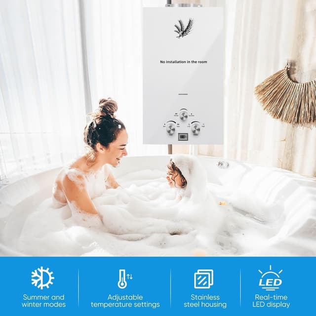 Detalle 2 de PEIXU Calentador de Agua 8L LPG 16KW Portátil