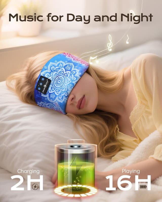 Detalle de MUSICOZY Schlafkopfhörer Bluetooth 16 Stunden