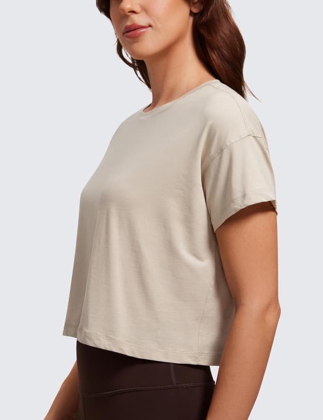 Detalle de Maglietta CRZ YOGA in pima di cotone a manica corta, girocollo alto