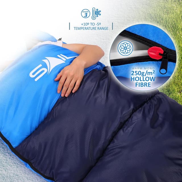 Detalle 2 de SAIL XL Extra Wide Sleeping Bag for Big & Tall (3–4 Season, Lightweight, Waterproof) 230cm x 100cm
