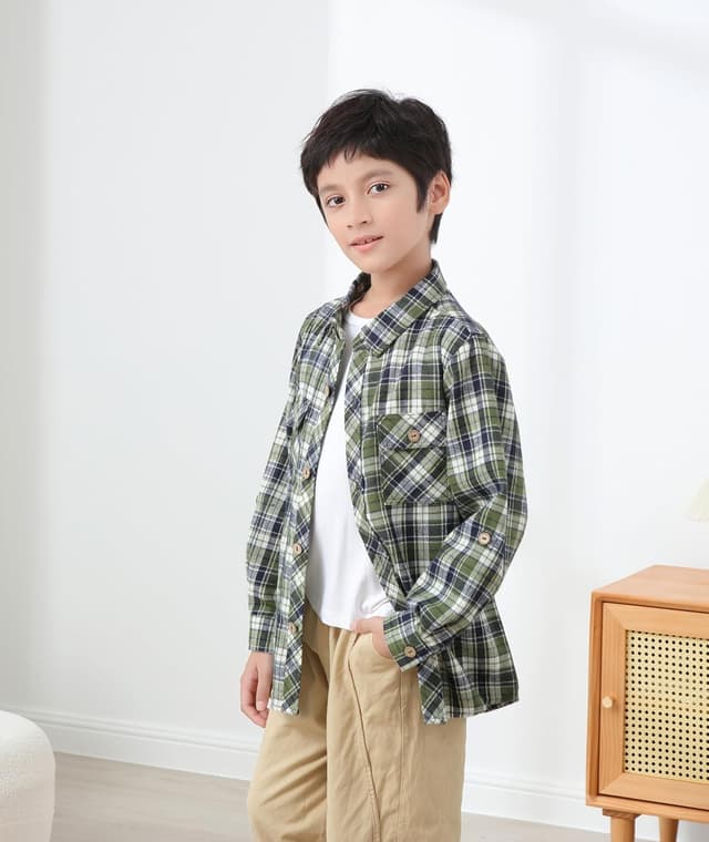 Detalle de JACKETOWN Kinderhemd Langarm kariert für Jungen
