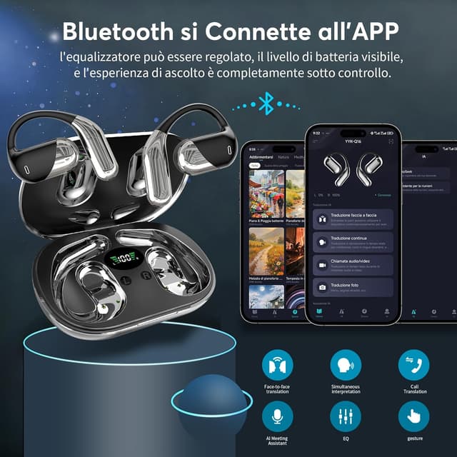 Detalle 2 de Paekole AI Cuffie Traduzione Simultanea 2026 con Bluetooth 6.1: auricolari wireless 4-in-1