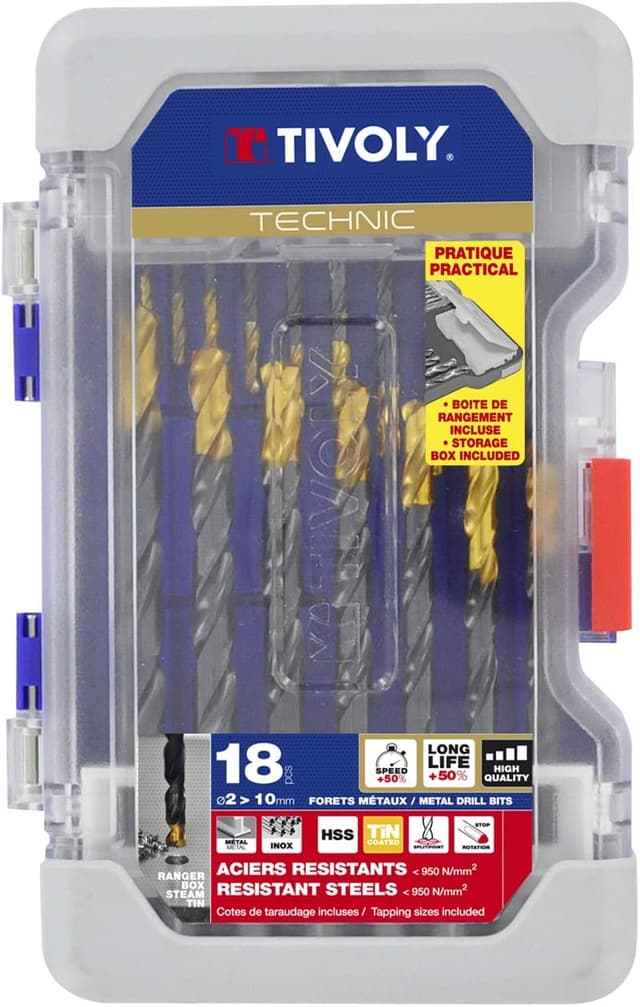 Detalle de TIVOLY Forets métaux HSS 18 pièces