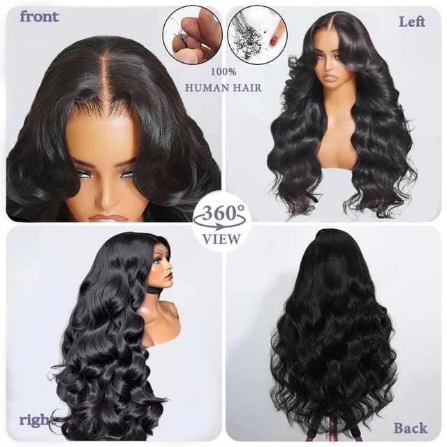 Detalle de 30 Inch 13x6 Lace Front Wig (Human Hair) — Body Wave, HD Transparent Lace, 200% Density