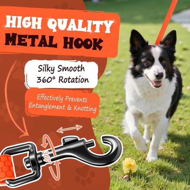 Detalle de Wasserdicht Schleppleine für Hunde (3 m bis 30 m) mit robustem Karabiner – Polyester & PVC, reißfeste Laufleine für Training