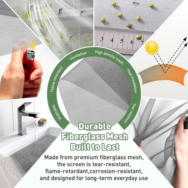 Detalle de OWYR Adjustable Magnetic Fly Screen Window (DIY fit up to 120x190cm) – white frame, grey mesh