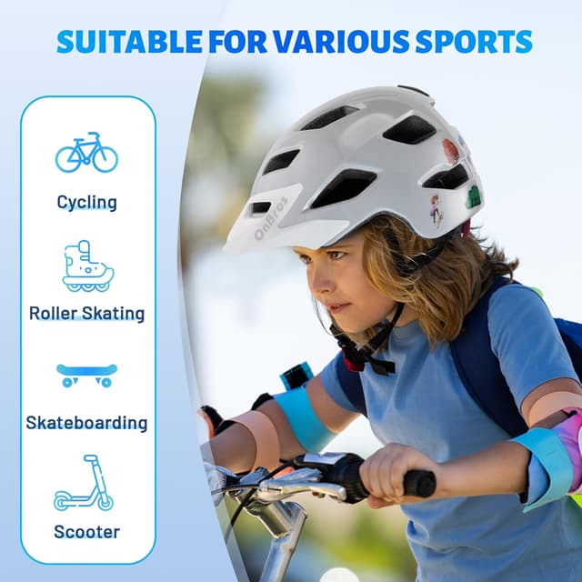 Detalle de OnBros Kinderfahrradhelm mit Visier (CE EN1078), 50–57 cm – für Mädchen und Jungen 5–13 Jahre
