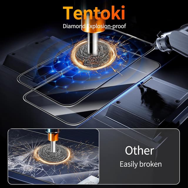 Detalle 1 de Tentoki 2 Pack Tempered Glass Screen Protector for iPhone 15 Pro Max (6.7-inch) – 9H+ Full Coverage