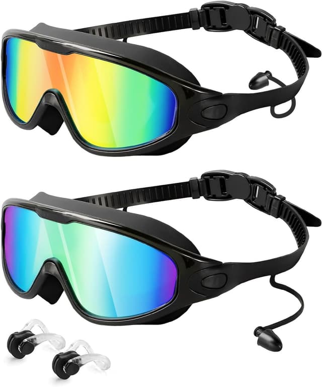 Detalle de Lorrtta Wide Vision Swimming Goggles (2 Pack) – Anti-fog, UV protection, wide view fit