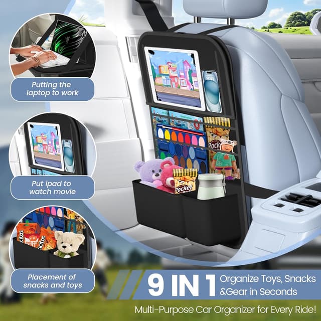 Detalle 2 de Oneyus Car Backseat Organizer with Tray — 9 Pockets